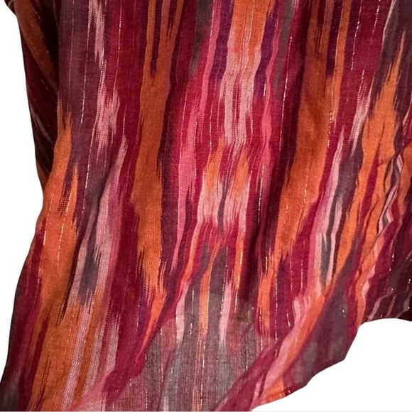 New Calypso St Barth Tunic Top Boho Resort Cruise Coverup Red Orange Ikat M - Picture 5 of 6